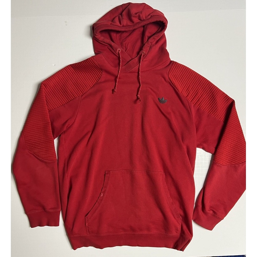 Adidas Originals‎ Rubber Logo Trefoil Cross Neck Hoodie Red Mens Sz L